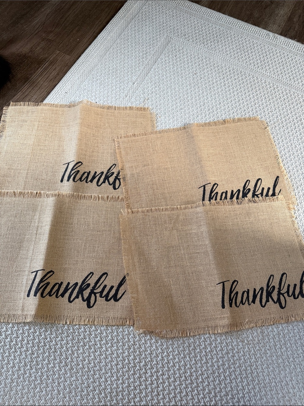 Thankful Burlap Placemats - Natural Set